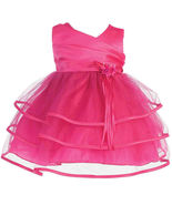 Sweet Baby Girl Posh Fuchsia or Pink/White Flower Girl Pageant Party Dress - £26.53 GBP