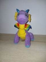 Snap Toys Glitter Shine Dragon Plush Purple With Rainbow Wings &amp; Blue Horns - £10.91 GBP