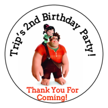 12 Personalized Wreck it Ralph Birthday Party Stickers Favors Labels tag... - £9.87 GBP