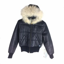 0553RL-S BLACK, AZZURE WOMEN&#39;S BOMBER JACKET WITH HOODIE AND FUR - £339.30 GBP