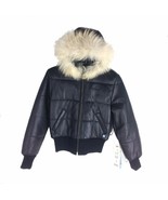 0553RL-S BLACK, AZZURE WOMEN'S BOMBER JACKET WITH HOODIE AND FUR - $425.00