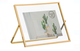 Decorative Metal Gold Easel Styled Photo Frame Transparent Horizontal 10x15 cm - £23.31 GBP
