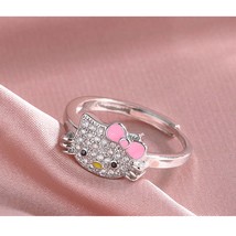 Super cute Sanrio Hello Kitty Ring, kawaii Anime Adjustable Jump Ring, pink  - £12.66 GBP