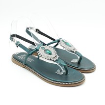 Womens Jade Green Rhinestone Embellished Slingback Thong Sandals Sz 37 - £7.76 GBP