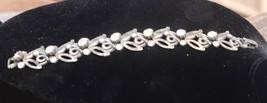 Florenza Signed Bracelet Silver Tone Clear Rhinestones Jewelry Vintage - £23.60 GBP