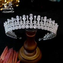 Shiny Zirconia Crown Silver Lengthened Crystal Tiaras Wedding Hair Accessories E - £116.71 GBP