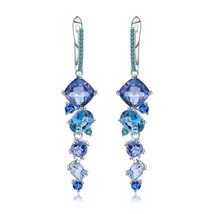 Natural Mystic Quartz Topaz Drop Earrings for Women Wedding Jewelry 925 Sterling - £73.53 GBP