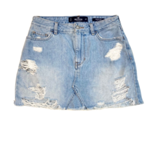 Hollister High-Rise Jean Skirt Women 5 Distressed Frayed Cotton Denim Mi... - £9.57 GBP