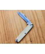 Vintage USA Made White handle Pocket Knife Single Unsharpened Blade 3-3/8&quot; - £11.08 GBP