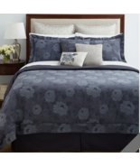 Charisma AMELIA Roses Floral 6P Queen Duvet Cover Set $1335 Blue - €204,54 EUR