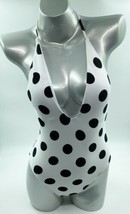 Bar III Swimsuit This and Dot Large White Black Polka Dot One Piece Halter NEW - £31.55 GBP