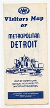 AAA Visitors Map of Metropolitan Detroit Michigan 1969 - £14.24 GBP