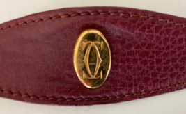 Original Must de Cartier Paris Vintage Unique Gold Logo Belt Burgundy Leather SM - £193.17 GBP