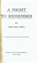 A Night To Remember by Walter Lord - $7.95