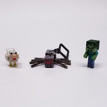 3 Movable Minecraft Figures / Toys: Creeper, Chicken &amp; Spider Keychain - £11.74 GBP