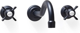 Sitges Antique Wall Faucet, Two Handle Bathroom Sink Wall Mount, Matte Black. - £122.64 GBP