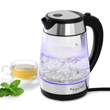 MegaChef 1.8 Quart Glass and Stainless Steel Electric Tea Kettle in Silver - $71.58