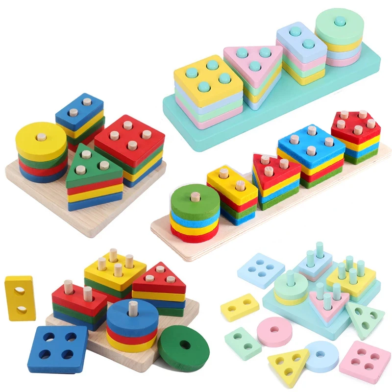Baby Puzzle Wooden Montessori Toys Building Blocks Learning Educational Toys - £13.05 GBP+