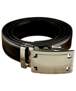 Men&#39;s Black Leather No Hole One-Belt, Steel Buckle, Ratchet Mechanism Ti... - $23.03 CAD