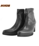Men&#39;s Fashion High Heels Ankle Boots Genuine Leather British Zipper Casual - $246.89 CAD