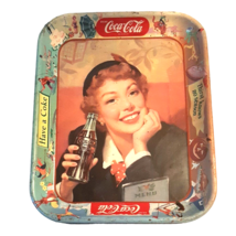 Coke Coca Cola Metal Serving Tray Thirst Knows No Season Lady Vintage Ti... - £25.30 GBP