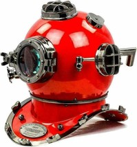 Antique Navy Deep Diving Helmet Scuba Nautical handmade Red Cobalt Red - £148.64 GBP