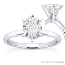 Oval Brilliant Cut Moissanite 14k White Gold 6-Prong Solitaire Engagement Ring - £436.12 GBP+