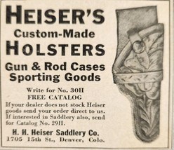 1937 Print Ad Heiser&#39;s Custom Made Gun Holsters Made in Denver,Colorado - $7.23