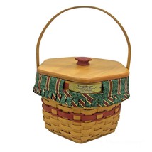 Longaberger 1997 Christmas Snowflake Basket Combo Lid Liner Protector Red Green - £29.31 GBP
