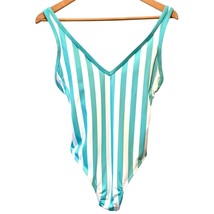 Kona Sol One Piece Green Stripe Print V-Neck Adjustable Bathing Suit S - £15.86 GBP