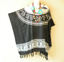 KB122 Black Turtle Plus Kaftan Beachwear Batwing Poncho Tunic Blouse Top upto 5X - £19.50 GBP