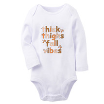Thick Thighs &amp; Fall Vibes Funny Baby Bodysuit Newborn Romper Infant Kid Jumpsuit - £8.72 GBP