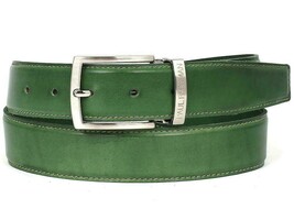 Paul Parkman Mens Belt Leather Green Italian Calfskin Hand-Painted B01-LGRN - $149.99