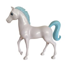 2014 Mattel White Horse Plastic Blue Tail Mane Blue Eyes 1186 MJ 1 NL 10in Tall - £15.99 GBP