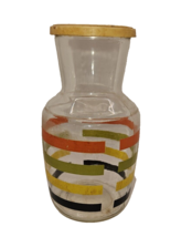 VINTAGE FIESTA BANDS STRIPED CARAFE W/LID GLASS ANCHOR HOCKING Juice 1950&#39;s - $14.50