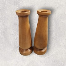 Vtg Wooden Candlesticks Set Of Two  Wood Candle Holders Handmade /Turned - $354.39 MXN