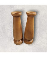 Vtg Wooden Candlesticks Set Of Two  Wood Candle Holders Handmade /Turned - $354.39 MXN