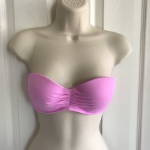 Victoria&#39;s Secret Swim Pink Ruche Molded Push Up Bikini Bandeau 34B - $20.31 CAD