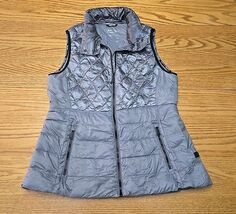 Calvin Klein Down Puffer Vest Womans Size Large Gray Silver Outdoor Ski ... - $29.70