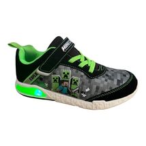 Minecraft Shoes Youth Size 2 Black Creeper Steve Light Up Sneakers ABS66... - $10.90