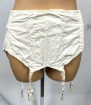 Vintage Open Bottom Girdle Garter Belt Metal Clip White Embroidered Small - £24.13 GBP