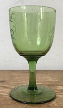 Vtg 1909 Father Antique Engraved Green Glass Decorative Cordial Wine Gla... - $39.59
