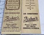 Lot Of 2 Matchbook Covers  Fisher’s Restaurant  Sebring, FL  gmg  Unstruck - £11.87 GBP