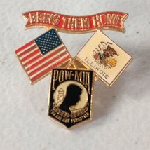 &quot;Bring Them Home&quot; POW MIA American Illinois Missing Soldiers Flag Lapel Pin - £3.87 GBP