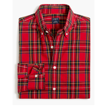 J. Crew Factory Mens Holiday Tartan Plaid Flex SLIM Shirt | MED Red Black NEW - £30.36 GBP