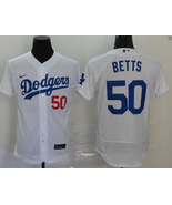 Dodgers #50 Mookie Betts Home Jersey Old Style Uniform White - $45.00