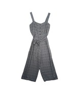 Y2K Candies Women&#39;s L Gray Plaid Wide Leg Jumpsuit Overalls, Tie Belt Re... - $33.08 CAD