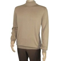 Men's Sweater Knit By BRANGO Turkey Mock Neck Cotton Blend 21050 Dark Beige image 9