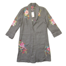 NWT  Johnny Was Amara Heavy Linen Coat in Shale Floral Embroidered Open Jacket S - £124.60 GBP