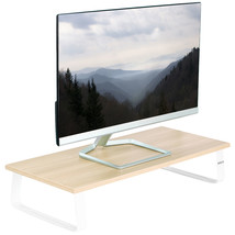 VIVO 24&quot; Desktop Stand Organizer, TV Monitor Riser, Light Wood Top, White Legs - £49.17 GBP